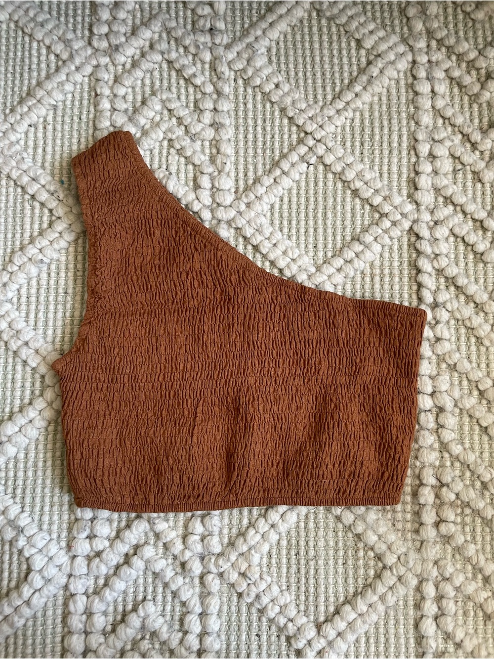 AAKAA Linen Smocked One Shoulder Tank Top S